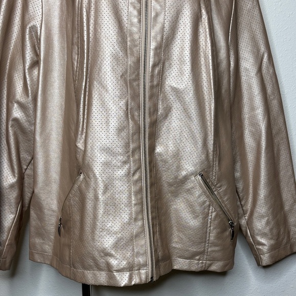 CJ Banks size 2X Women's Metallic rose gold faux Leather Jacket - Picture 4 of 8